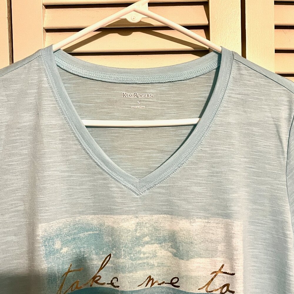 Kim Rogers T-Shirt * Sz Lrg * Take Me To The Sea * Lace Hem * New w/o Tag - Picture 3 of 4